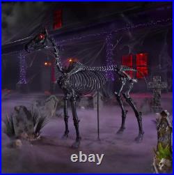 6 ft. Black Skeleton Horse With Led Lights Halloween Decorations Party Props