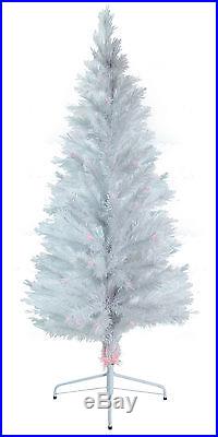 6' ft Fiber Optic White Artificial Holiday Christmas Tree with Lights & Stand