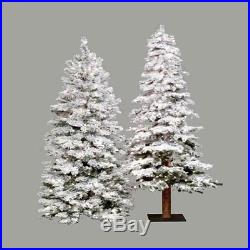 6 ft. Flocked Spruce Alpine Medium Pre-lit Christmas Tree, White, 6 ft