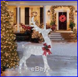 6 ft Glittering White Lighted Buck Deer Sculpture Outdoor Christmas Yard Decor
