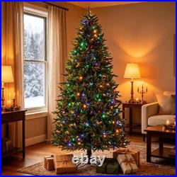 6 ft Pre-Lit Nordmann Fir Artificial Christmas Tree, Hinged Branches Realistic