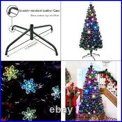 6 ft Pre-Lit Optical Fiber Christmas Tree Color Changing Lights Snowflakes Party