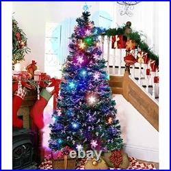 6 ft Pre-Lit Optical Fiber Christmas Tree Color Changing Lights Snowflakes Party