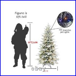6 ft Prelit Snow Flocked Artificial Christmas Tree & 1582 Branch Tips 300 Lights 6 ft Prelit Snow Flocked Artificial Christmas Tree & 1582 Branch Tips 300 Lights