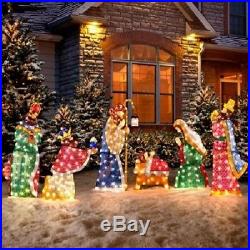 6 pc SET HOLY FAMILY WISEMEN NATIVITY SCENE CHRISTMAS OUTDOOR LIGHTED YARD DECOR