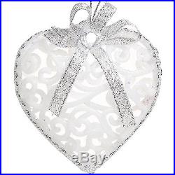 6 pcs Christmas White Glitter Hearts Baubles Xmas tree Decoration Home Ornaments