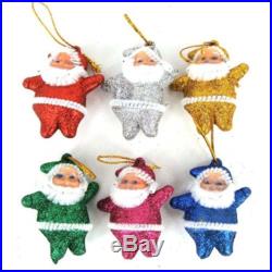 6 pcs Multi-Color Christmas Santa Claus Party Ornaments Xmas Tree Hanging Decor