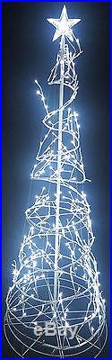 6ft / 1.8M Outdoor / Indoor Spiral Christmas Tree with cool white Led Lights