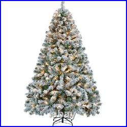 6ft/7.5ft Pre-lit Snow Frosted Artificial Christmas Tree with 250 Warm Light