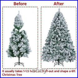 6ft/7.5ft Pre-lit Snow Frosted Christmas Tree Artificial with Warm White Lights