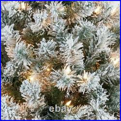 6ft/7.5ft Pre-lit Snow Frosted Christmas Tree Artificial with Warm White Lights