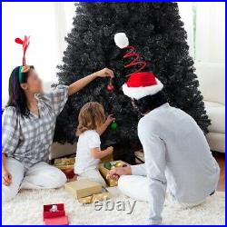 6ft/7.5ft Unlit Black Artificial Christmas Halloween Pine Tree Holiday Decor