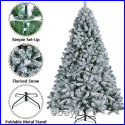 6ft/7.5ft Unlit Premium Snow Flocked Hinged Artificial Christmas Pine Tree