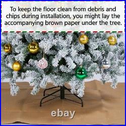 6ft/7.5ft Unlit Premium Snow Flocked Hinged Artificial Christmas Pine Tree