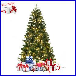 6ft/7ft Pre-Lit Dense PVC Christmas Tree Spruce Hinged 460/600 LED Lights&Stand