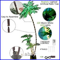 6ft Artificial Palm Tree Light Up 220LED Indoor Outdoor Decor Tiki Party New