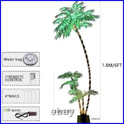 6ft Artificial Palm Tree Light Up 220LED Indoor Outdoor Decor Tiki Party New