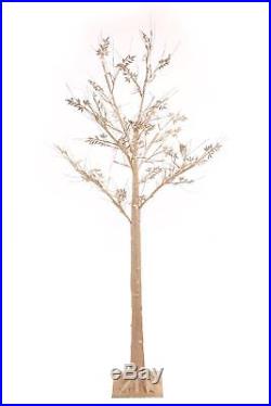 6ft Champagne Gold Christmas Twig Tree Pre Lit 96 LED Lights Indoor & Outdoor