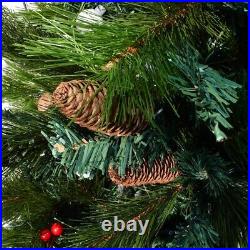 6ft Christmas Tree Pre-Lit Light Pine Cone Red Fruit Bluetooth Musical Green New