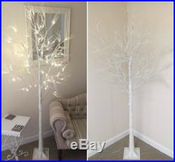 6ft Christmas Twig Tree Pre Lit 120 LED Warm White Lights Indoor & Outdoor Use