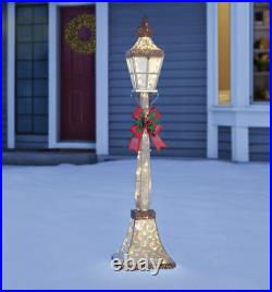 6ft Glitter Gold Festive Street Lamp Post 120 LED Lights Christmas Decoration