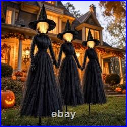 6ft Halloween Holding Hands Witches Outdoor Glowing Decor Prop