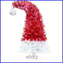 6ft Hinged Fraser Fir Artificial Fir Bent Top Christmas Tree Bendable Santa Hat