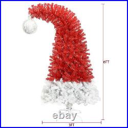6ft Hinged Fraser Fir Artificial Fir Bent Top Christmas Tree Bendable Santa Hat