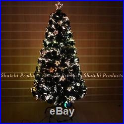 6ft Pre Let Light Up Star Fibre Optic Christmas Tree Prelit Xmas Decor 180cm