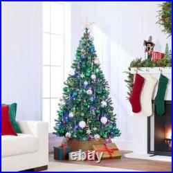 6ft Pre-Lit Christmas Tree Artificial Pine Multicolored LED Lights Holiday Decor