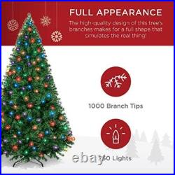 6ft Pre-Lit Christmas Tree Artificial Pine Multicolored LED Lights Holiday Decor
