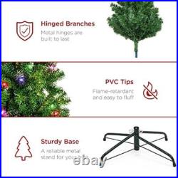 6ft Pre-Lit Christmas Tree Artificial Pine Multicolored LED Lights Holiday Decor