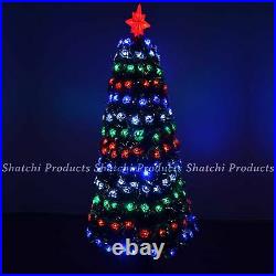 6ft Pre Lit Christmas Tree LED Fibre Optic With Snow Covered Xmas Decor 180cm