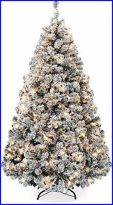 6ft Pre-Lit Snow Flocked Artificial Christmas Pine Tree with 250 Warm White Lights