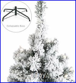 6ft Pre-Lit Snow Flocked Artificial Christmas Pine Tree with 250 Warm White Lights