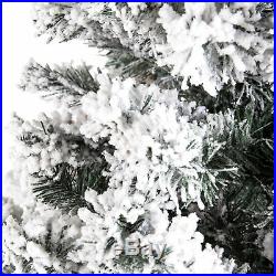 6ft Pre-Lit Snow Flocked Artificial Fake Pine Christmas Tree Warm White Lights