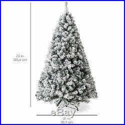 6ft Pre-Lit Snow Flocked Hinged Premium Festive Artificial Christmas Pine Tree