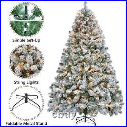 6ft Pre-lit Artificial Xmas Tree Snow Flocked 250 Warm White Lights ...