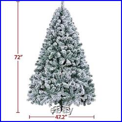 6ft Pre-lit Artificial Xmas Tree Snow Flocked 250 Warm White Lights ...