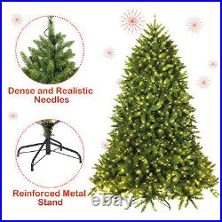 6ft Pre-lit PVC Christmas Tree Hinged 8 Flash Modes Giftwith 650 LED