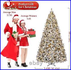 6ft Prelit Artificial Christmas Tree with LED Warm White Lights Snow Flocked Xmas 6ft Prelit Artificial Christmas Tree with LED Warm White Lights Snow Flocked Xmas