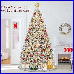 6ft Prelit Artificial Christmas Tree with LED Warm White Lights Snow Flocked Xmas 6ft Prelit Artificial Christmas Tree with LED Warm White Lights Snow Flocked Xmas