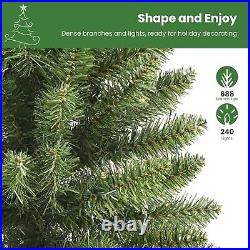 6ft Prelit Artificial Slim Pencil Christmas Tree with 240 Warm & Multi-color Light