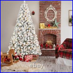 6ft Prelit Snow Flocked Artificial Christmas Tree Home Decore with 250 light