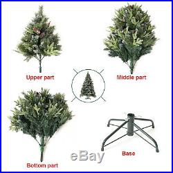 6ft Snow Flocked Premium Spruce Hinged Artificial Christmas Tree with Pine Cones