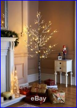 6ft Snowy Effect Warm White Twig Tree Pre-lit 120 LED Christmas Indoor / Outdoor
