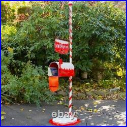 6ft. Tall Red Decorative Candy Cane, North Pole, Santa Christmas Mailbox withSign