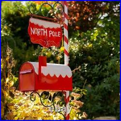 6ft. Tall Red Decorative Candy Cane, North Pole, Santa Christmas Mailbox withSign