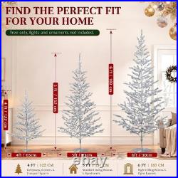 6ft Tinsel Christmas Tree, Retro Aluminum Christmas Tree, Silver