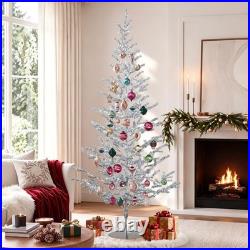 6ft Tinsel Christmas Tree, Retro Aluminum Christmas Tree, Silver